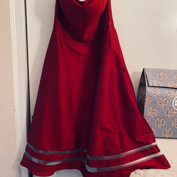 ALFRED SUNG Strapless beautiful midi dress, like new, 14 size Dupioni fabric - Picture 4 of 16